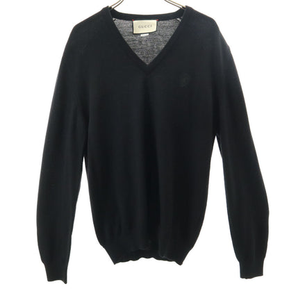 GUCCI Italian Long Sleeve V-Neck Sweater Black Size S