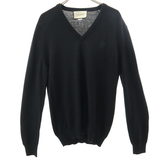 GUCCI Italian Long Sleeve V-Neck Sweater Black Size S