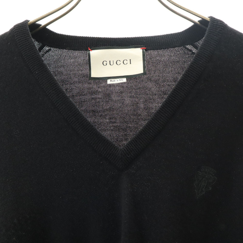 GUCCI Italian Long Sleeve V-Neck Sweater Black Size S