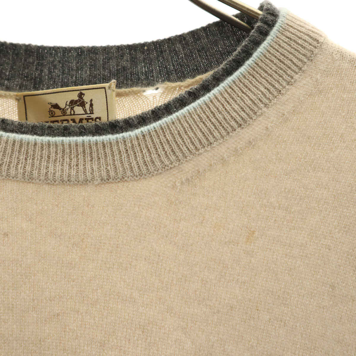 HERMES 100% Cashmere Long Sleeve Sweater Beige Size XS