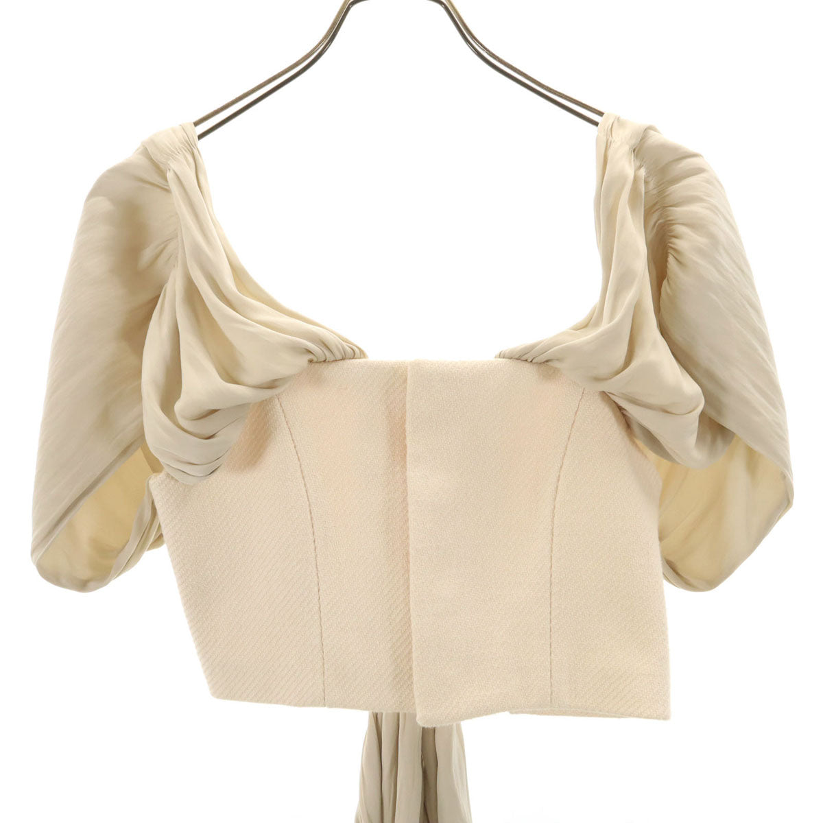 FUMIE TANAKA Gathered Ribbon Crop Top Beige Size 1