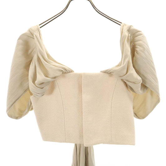 FUMIE TANAKA Gathered Ribbon Crop Top Beige Size 1