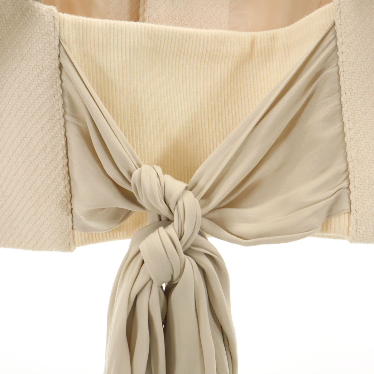 FUMIE TANAKA Gathered Ribbon Crop Top Beige Size 1