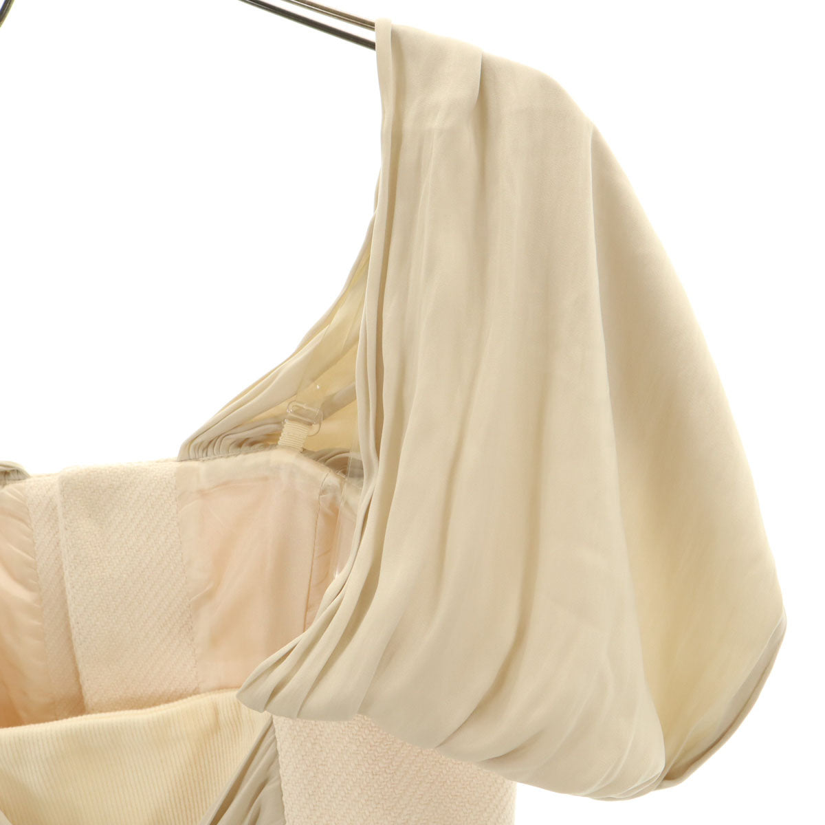 FUMIE TANAKA Gathered Ribbon Crop Top Beige Size 1
