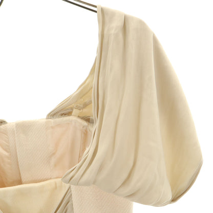 FUMIE TANAKA Gathered Ribbon Crop Top Beige Size 1