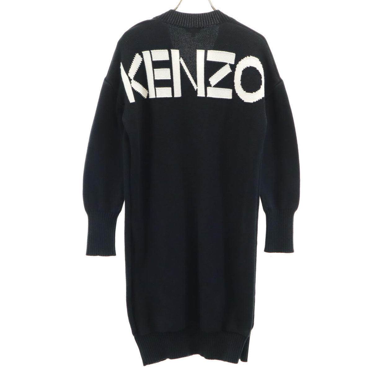 KENZO Long Sleeve V-Neck Knit Dress Navy Size XS
