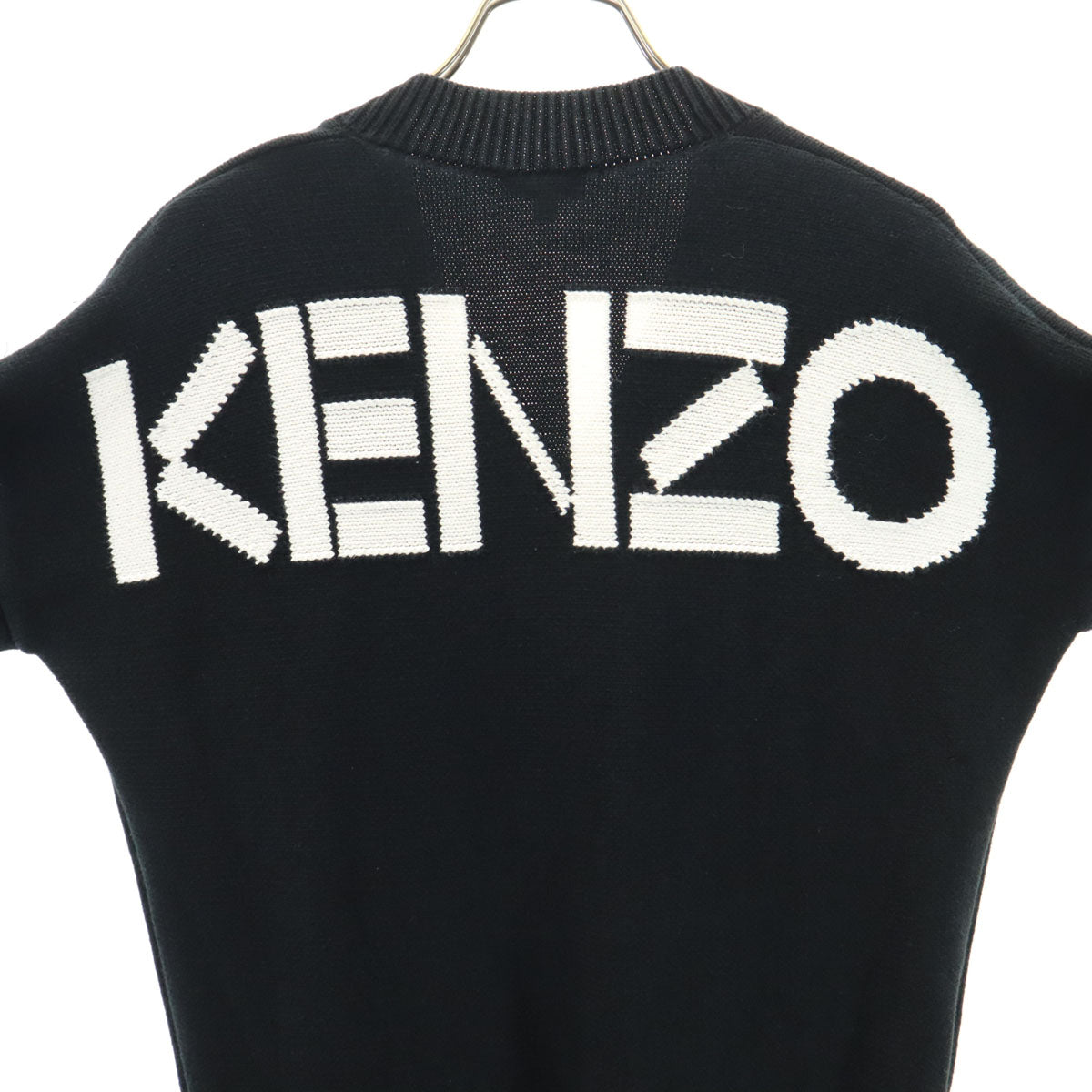 KENZO Long Sleeve V-Neck Knit Dress Navy Size XS