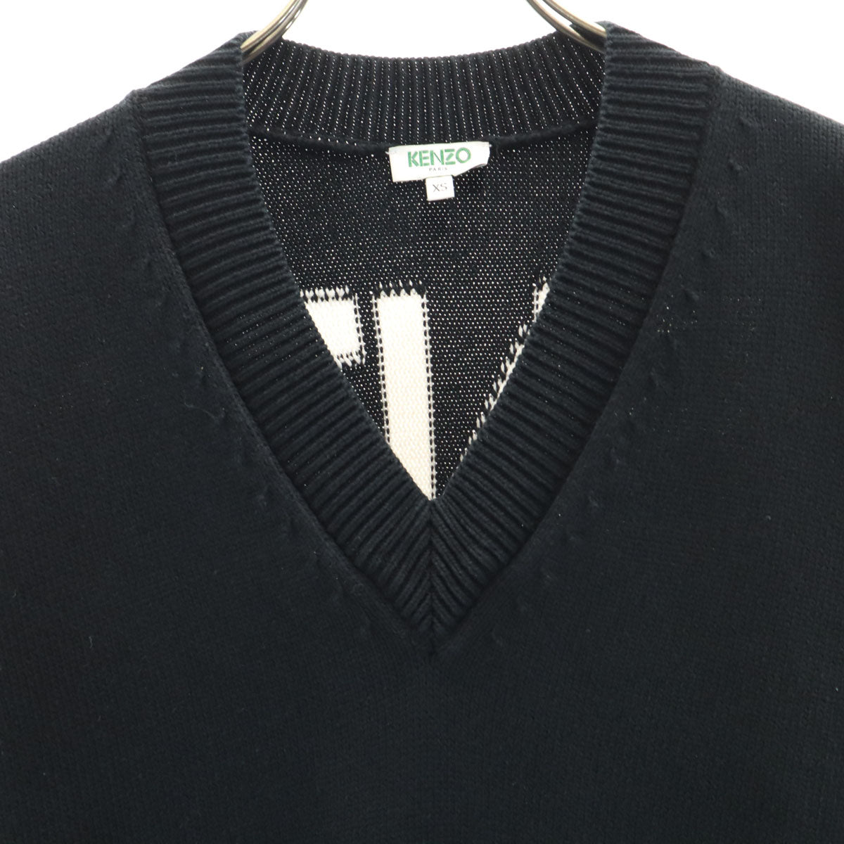 KENZO Long Sleeve V-Neck Knit Dress Navy Size XS