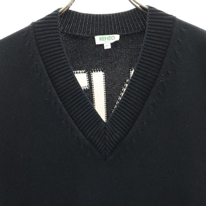 KENZO Long Sleeve V-Neck Knit Dress Navy Size XS