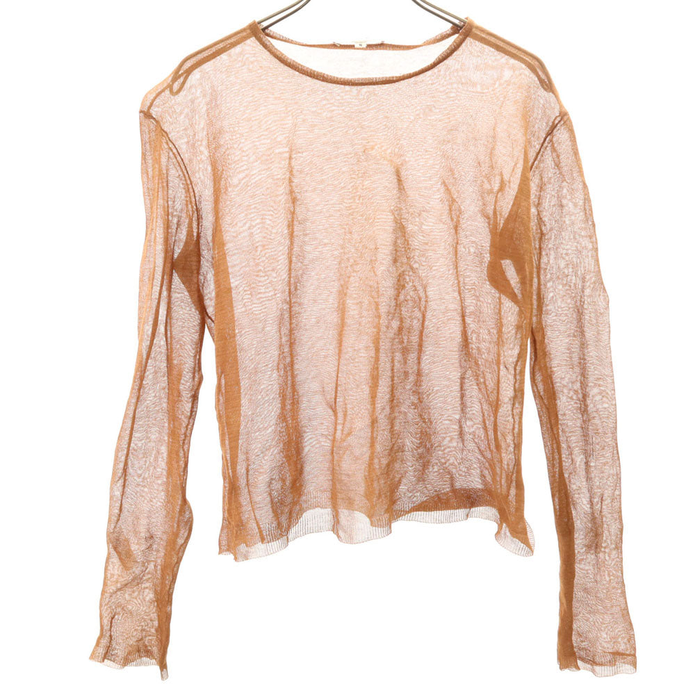 CELINE Long Sleeve Lace Top Orange Size S