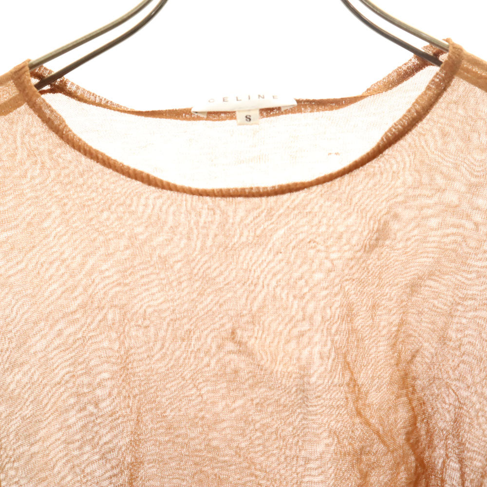 CELINE Long Sleeve Lace Top Orange Size S