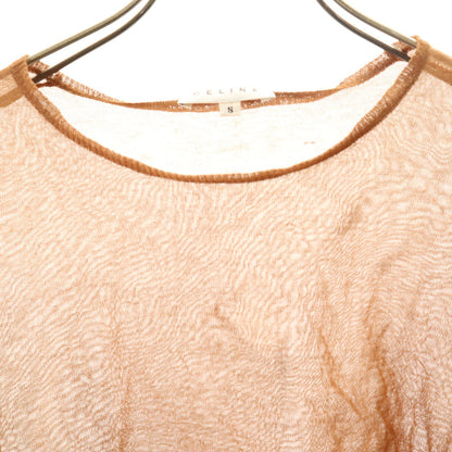 CELINE Long Sleeve Lace Top Orange Size S