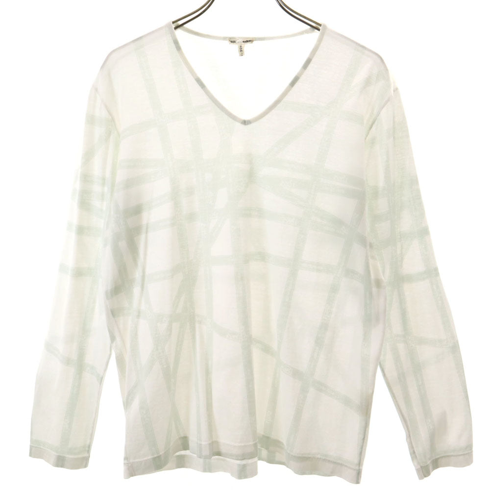 HERMES Italian V-Neck Long Sleeve T-Shirt Size M