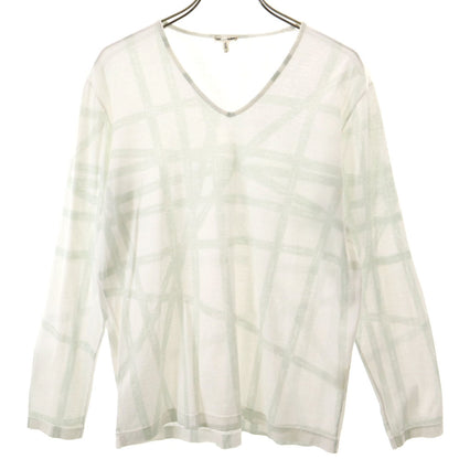 HERMES Italian V-Neck Long Sleeve T-Shirt Size M