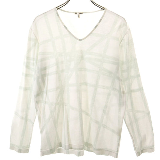 HERMES Italian V-Neck Long Sleeve T-Shirt Size M