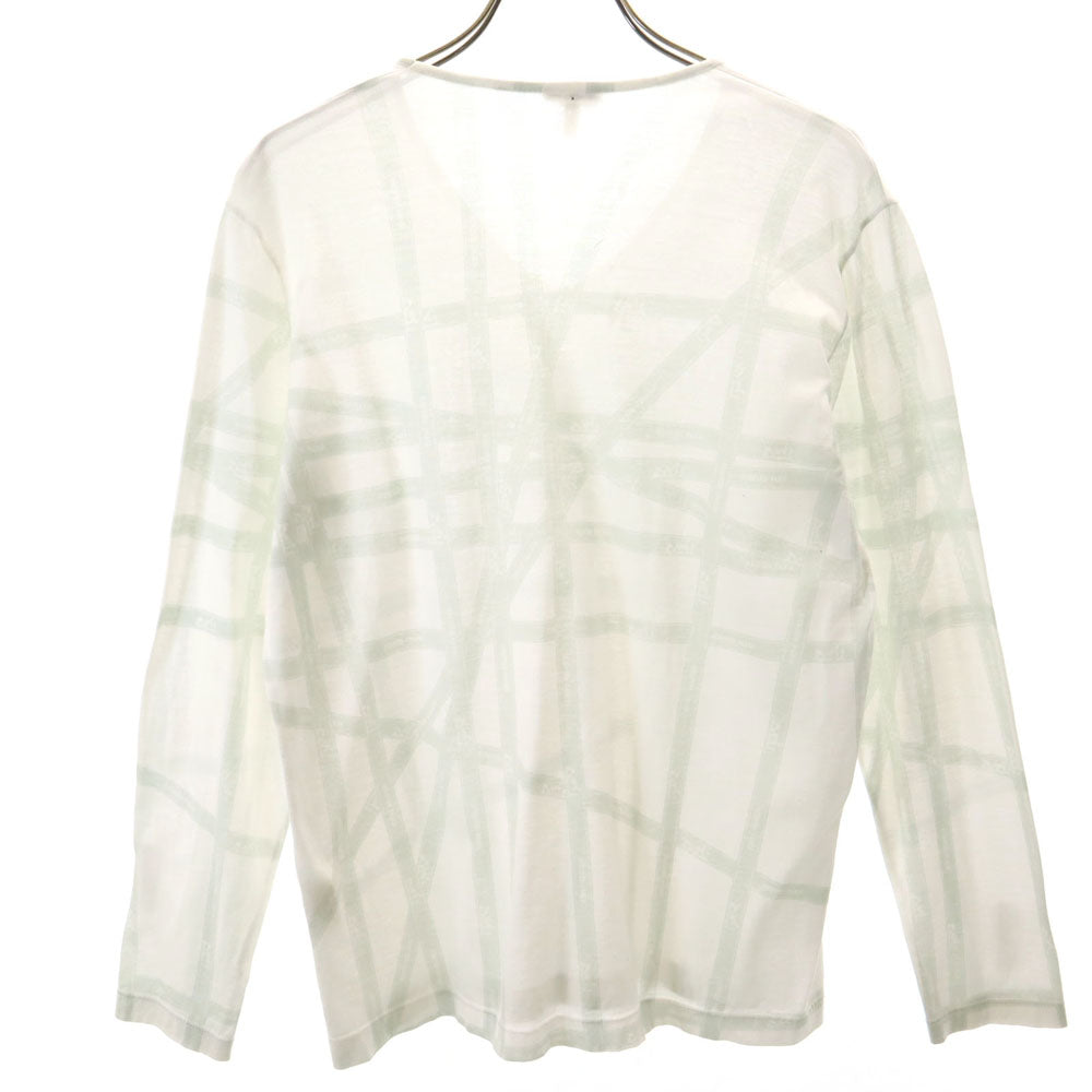 HERMES Italian V-Neck Long Sleeve T-Shirt Size M
