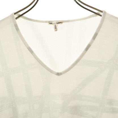 HERMES Italian V-Neck Long Sleeve T-Shirt Size M