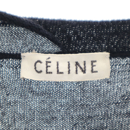 CELINE Wool Blend Long Sleeve Top Blue Size XS