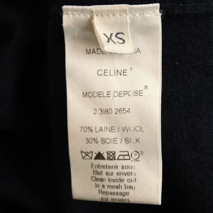 CELINE Wool Blend Long Sleeve Top Blue Size XS
