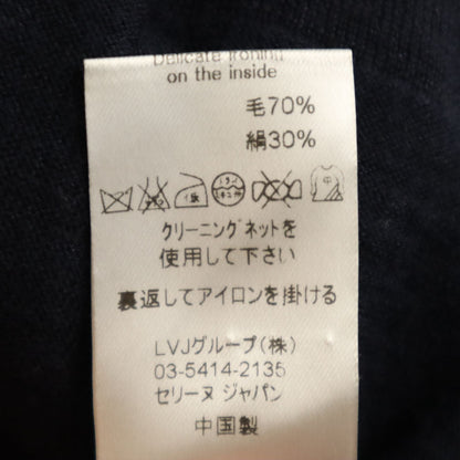 CELINE Wool Blend Long Sleeve Top Blue Size XS