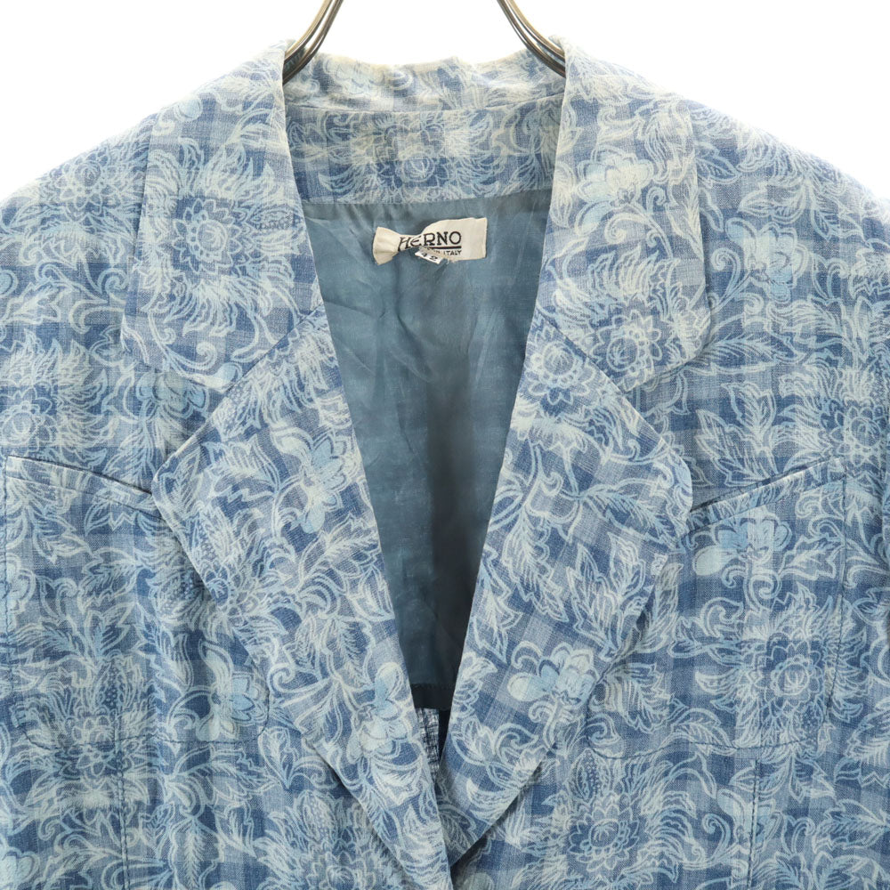 Herno Vintage Blue Linen Blend Blazer Size 42