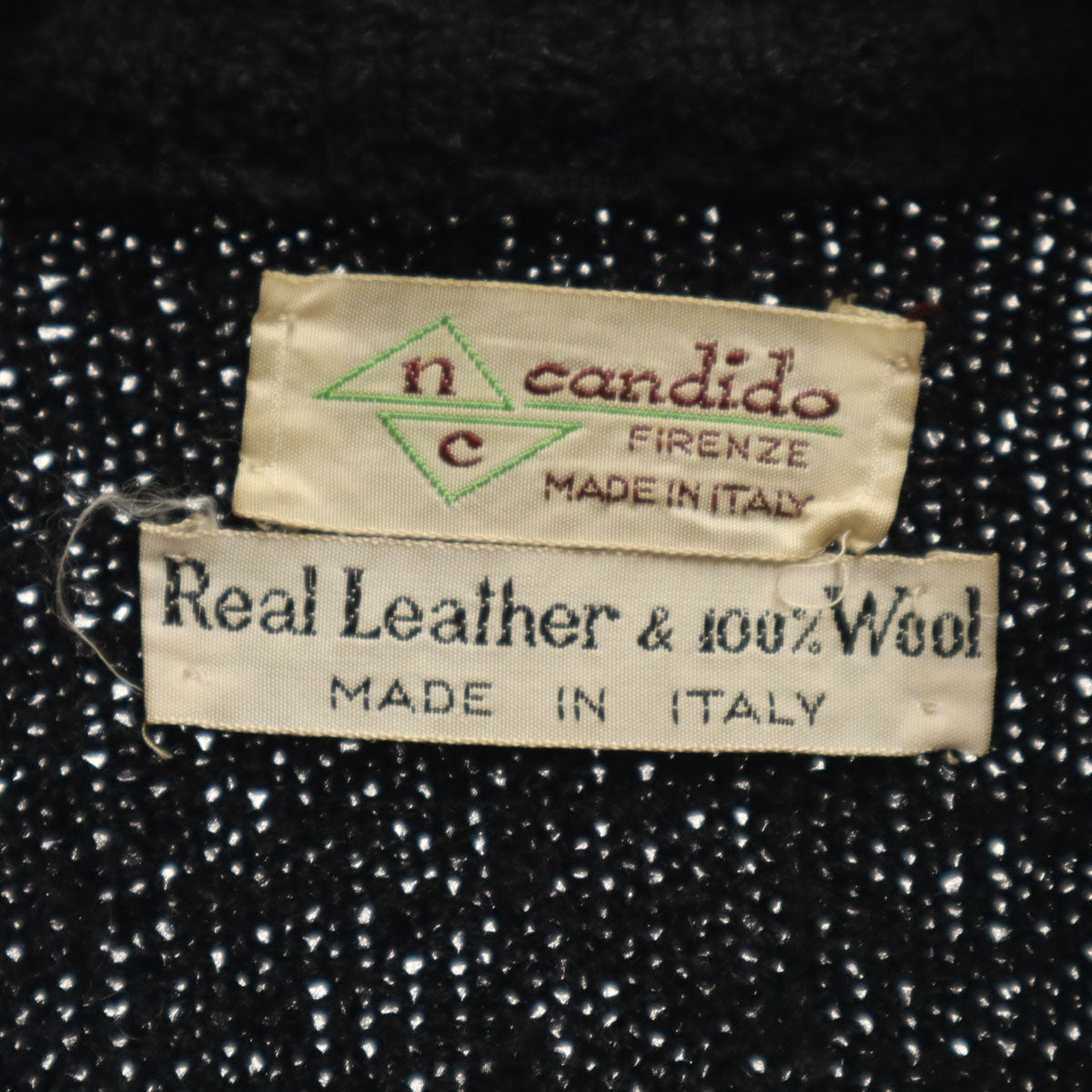 nc candido 70s Vintage Leather Panel Jacket Black Size M