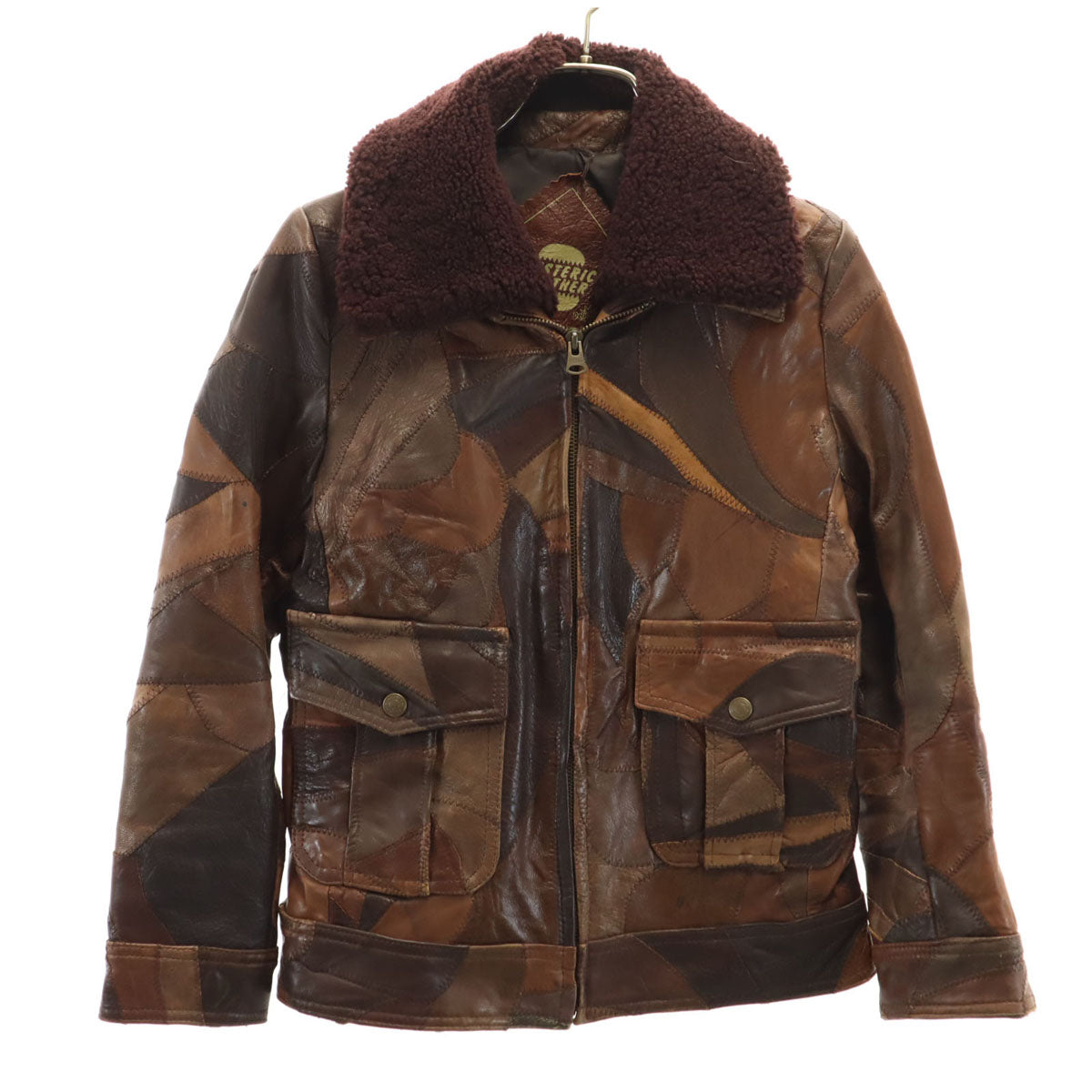HYSTERIC LEATHER Shearling Collar Jacket Brown Size FREE