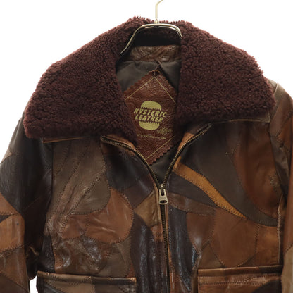 HYSTERIC LEATHER Shearling Collar Jacket Brown Size FREE