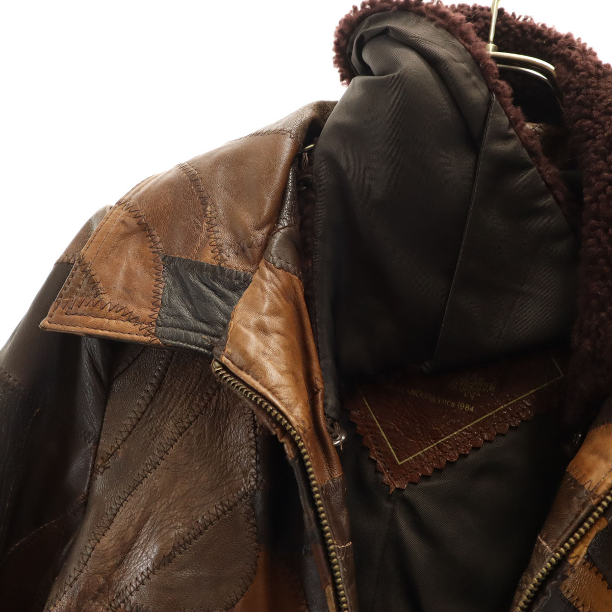 HYSTERIC LEATHER Shearling Collar Jacket Brown Size FREE