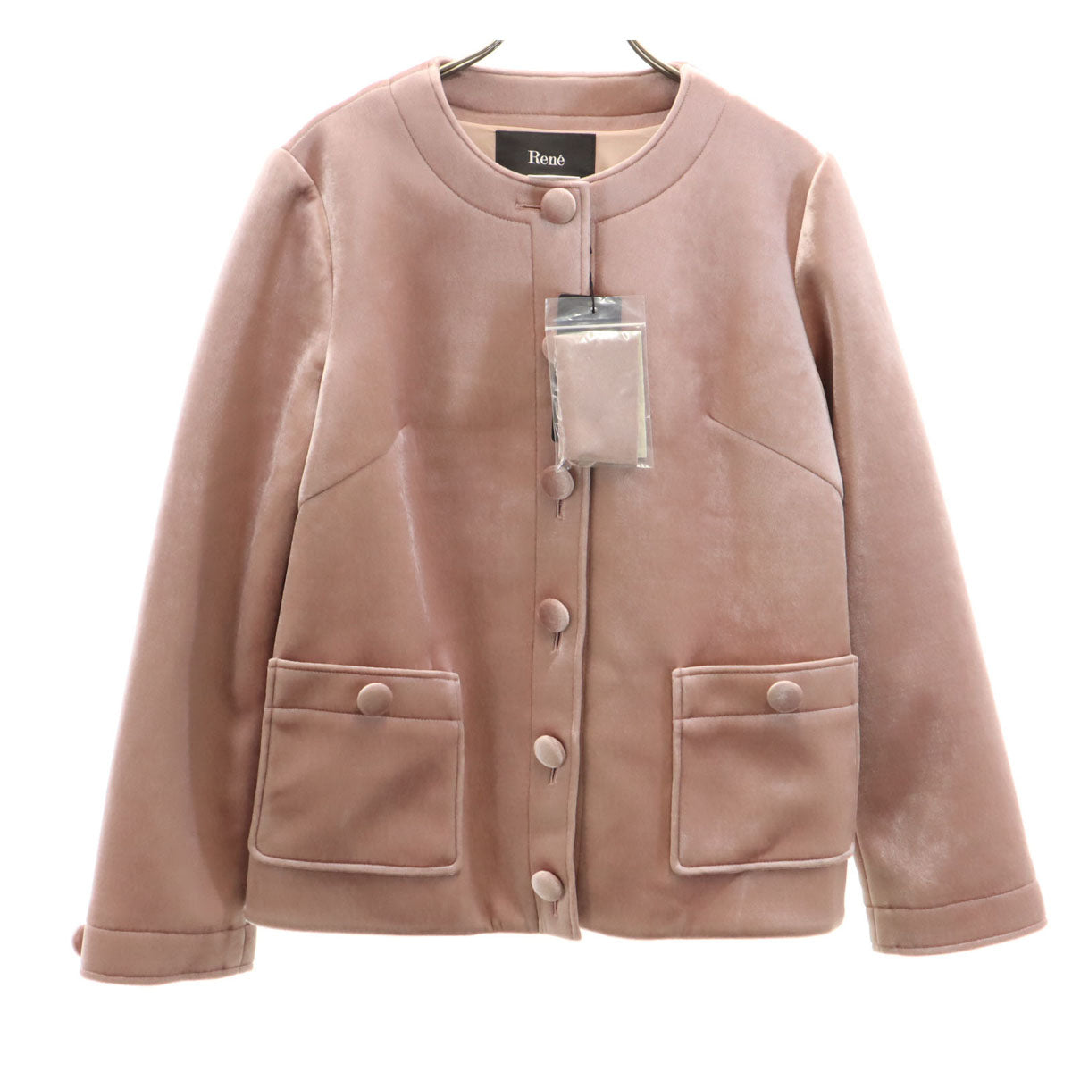 Rene Japanese Velour Collarless Jacket Pink Size 36