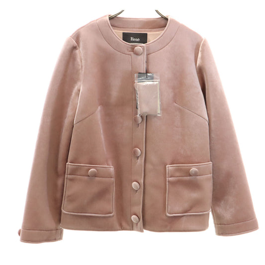 Rene Japanese Velour Collarless Jacket Pink Size 36