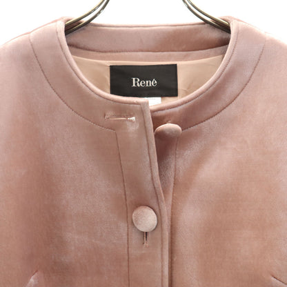 Rene Japanese Velour Collarless Jacket Pink Size 36