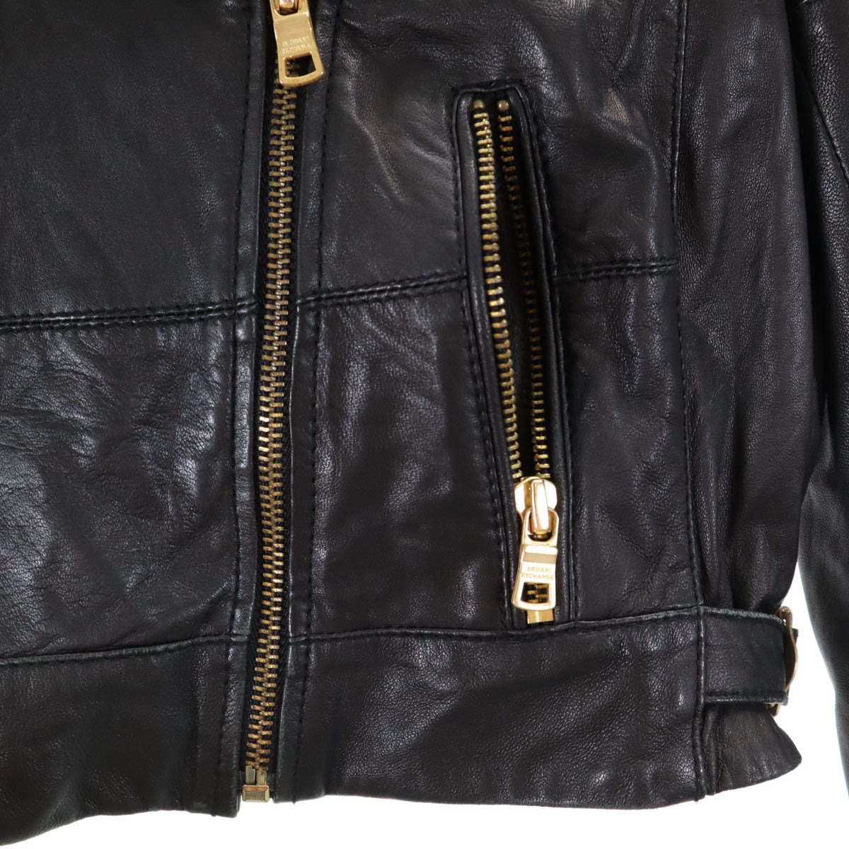 ARMANI EXCHANGE Leather Jacket Black Size S