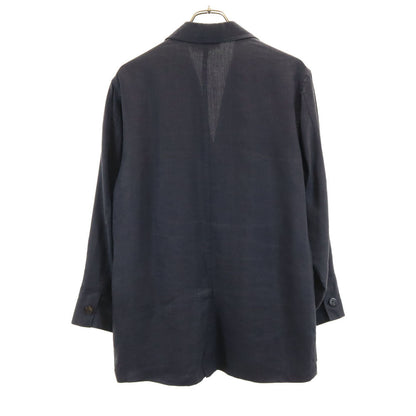 Salvatore Ferragamo 90s Linen Herringbone Blazer Navy Size 48