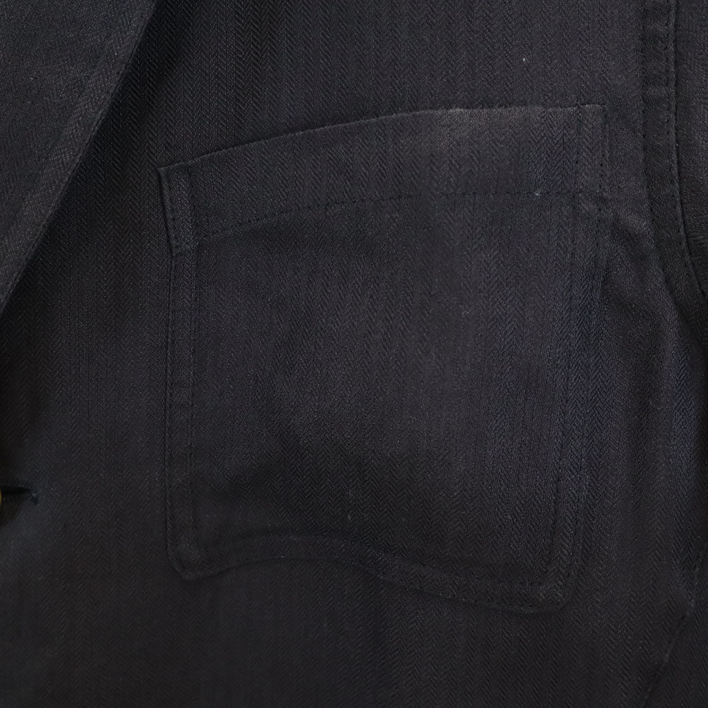 Salvatore Ferragamo 90s Linen Herringbone Blazer Navy Size 48