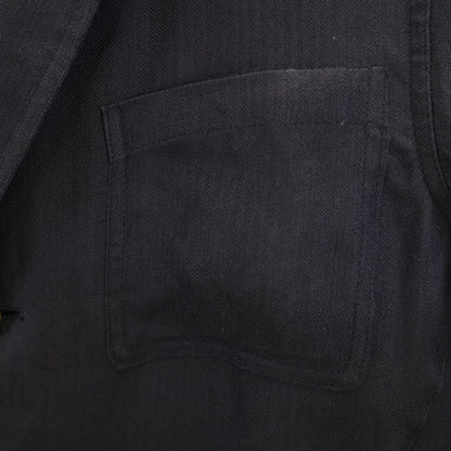 Salvatore Ferragamo 90s Linen Herringbone Blazer Navy Size 48