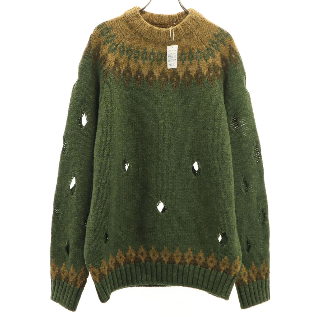 KAPITAL Japan 3G Cutout Raglan Sweater Khaki Size JP 3