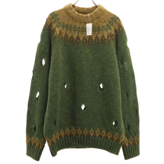 KAPITAL Japan 3G Cutout Raglan Sweater Khaki Size JP 3