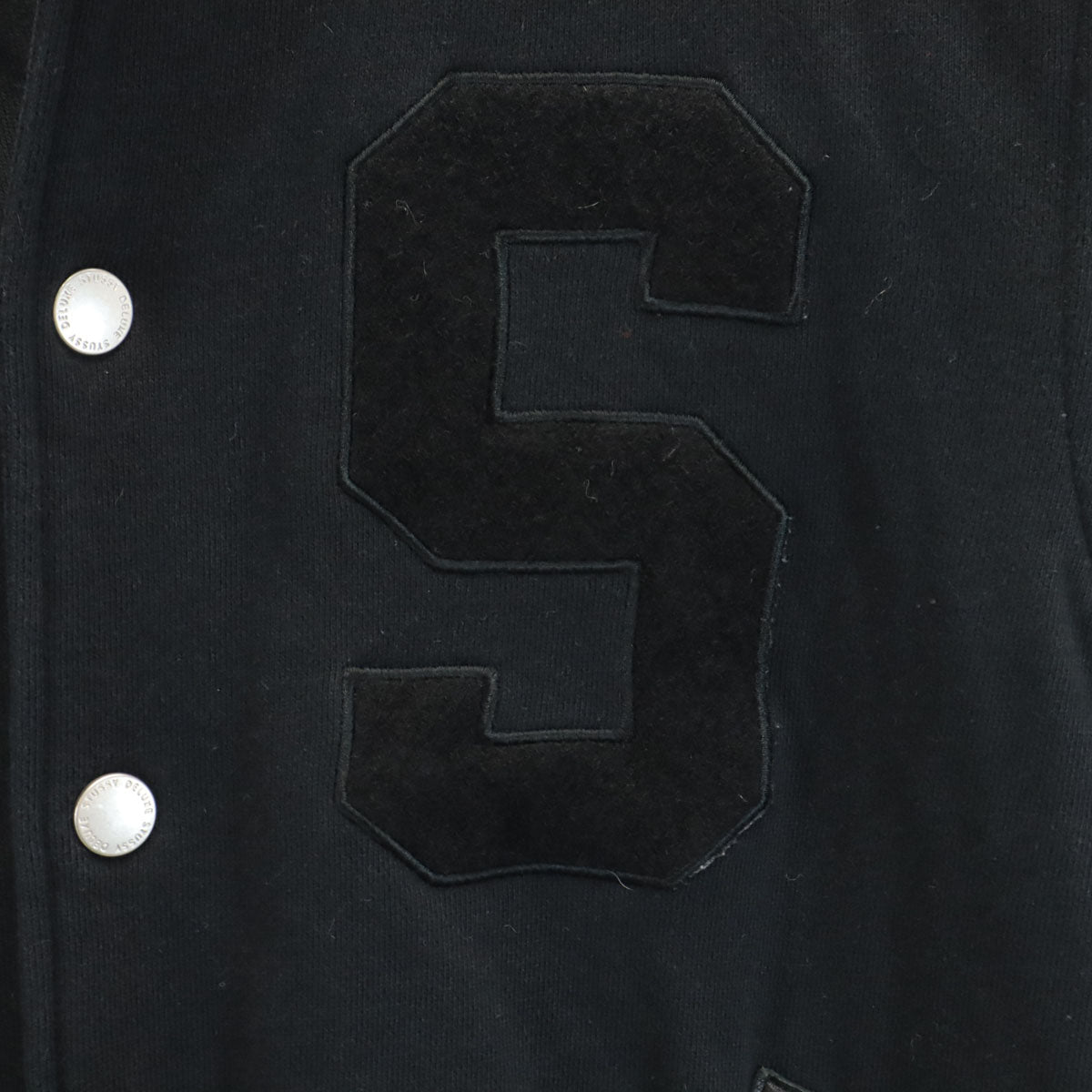 STUSSY Padded Sweat Varsity Jacket Black Size S
