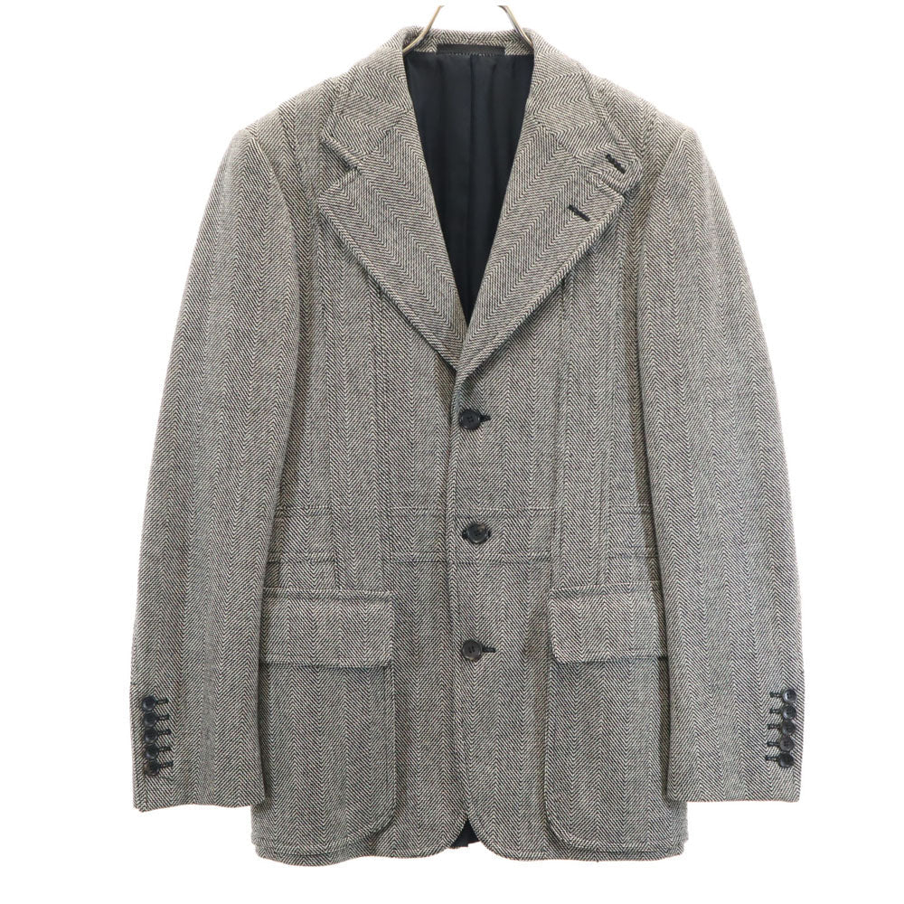 GUCCI Italian Wool Blend Herringbone Blazer Gray Size 44R