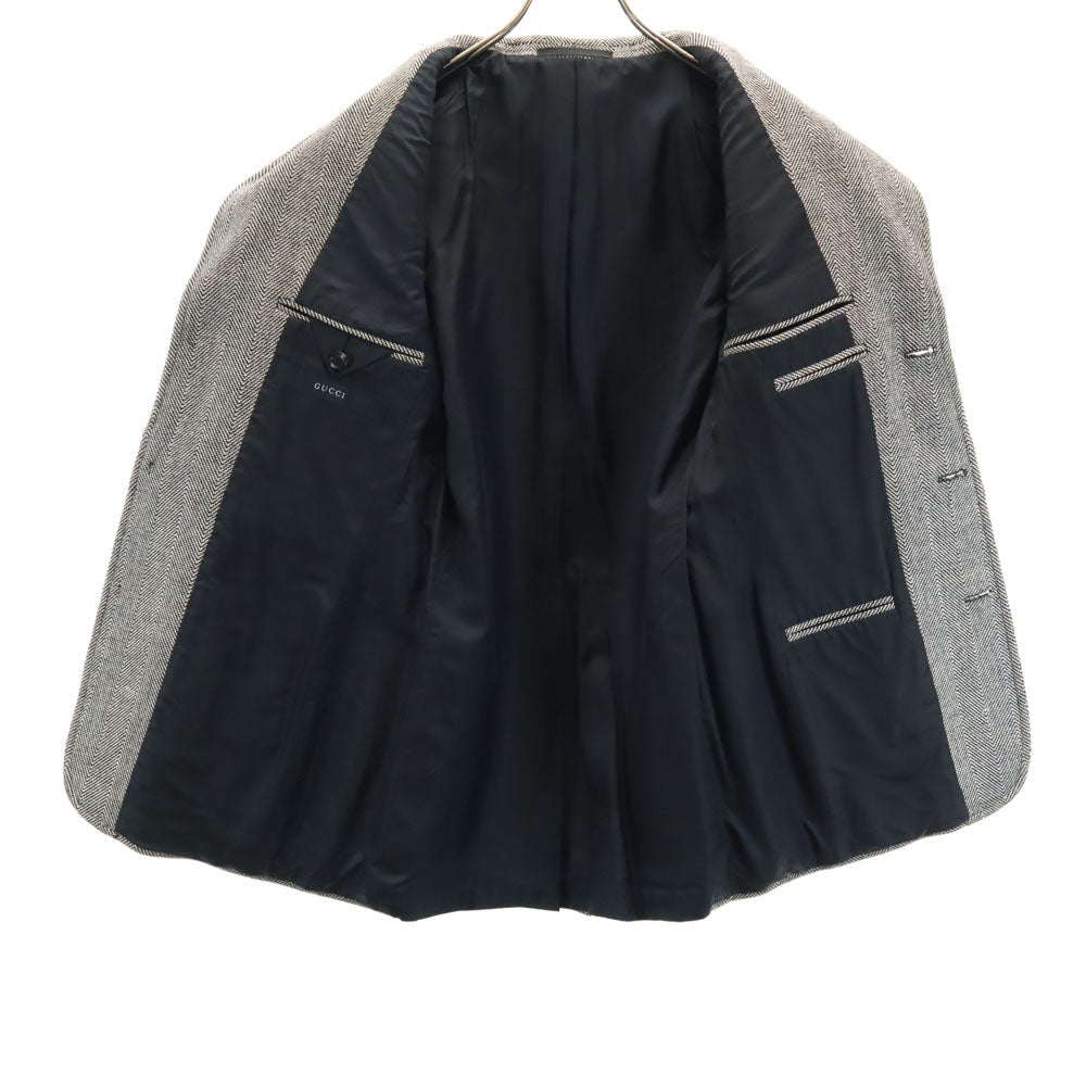 GUCCI Italian Wool Blend Herringbone Blazer Gray Size 44R