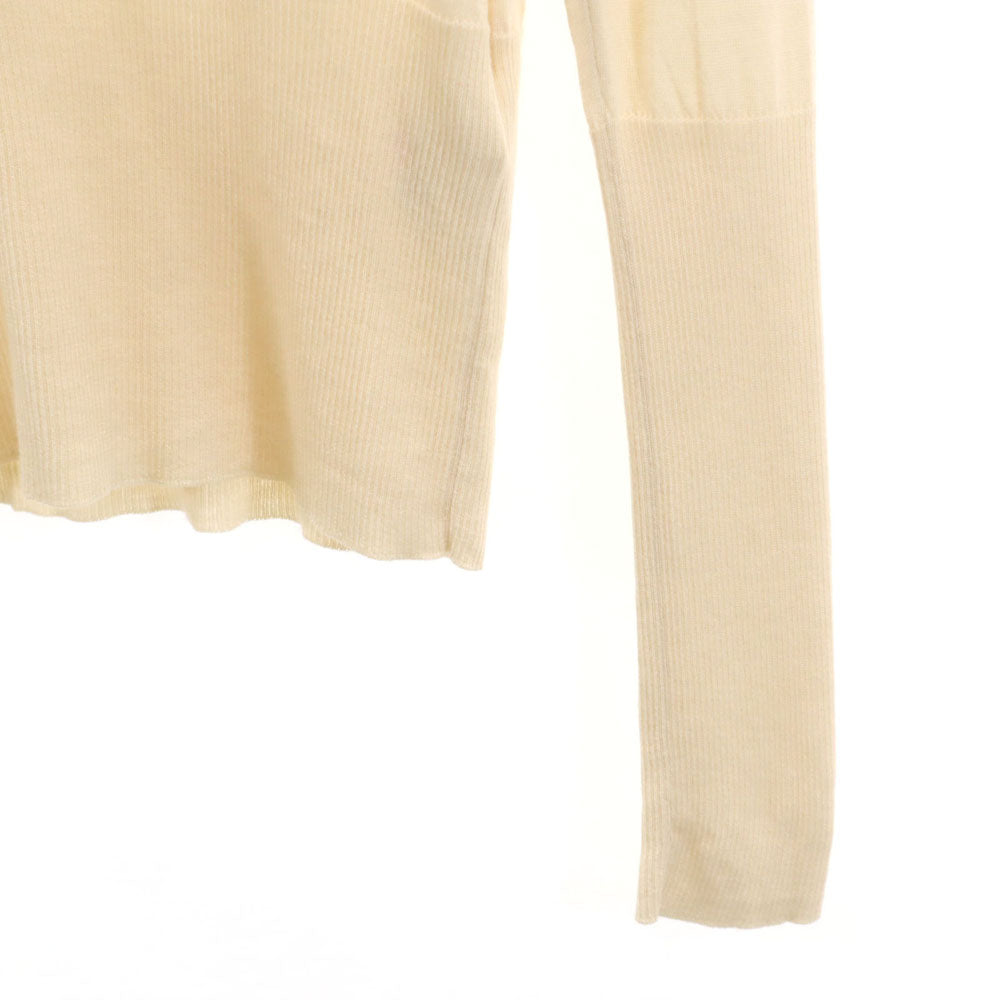 HERMES Ivory Cashmere Deep Rib V-Neck Sweater Size 38
