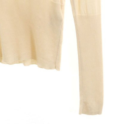 HERMES Ivory Cashmere Deep Rib V-Neck Sweater Size 38