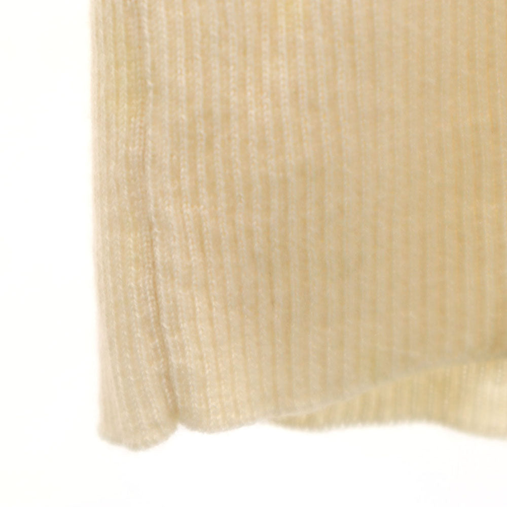 HERMES Ivory Cashmere Deep Rib V-Neck Sweater Size 38