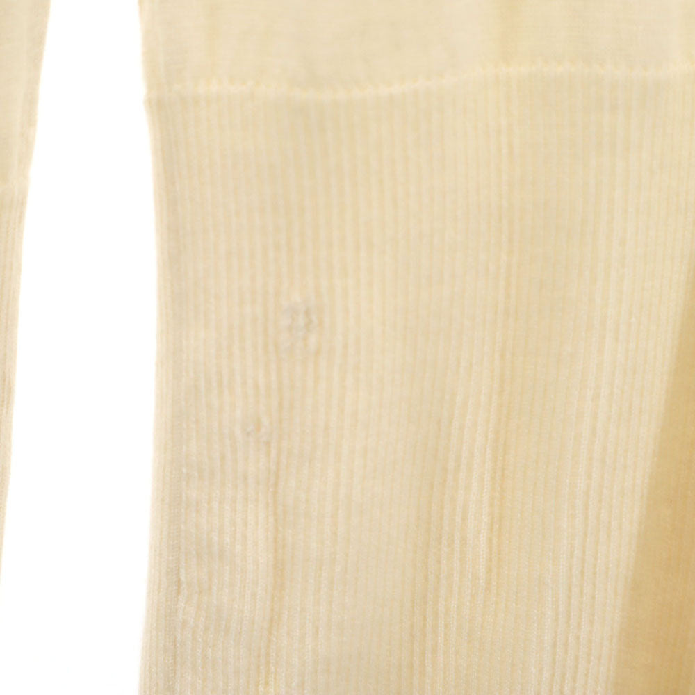 HERMES Ivory Cashmere Deep Rib V-Neck Sweater Size 38
