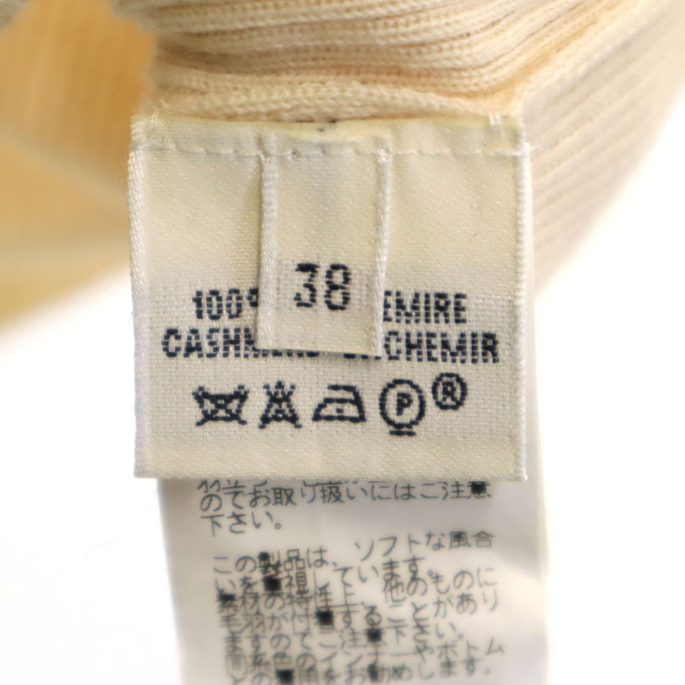 HERMES Ivory Cashmere Deep Rib V-Neck Sweater Size 38