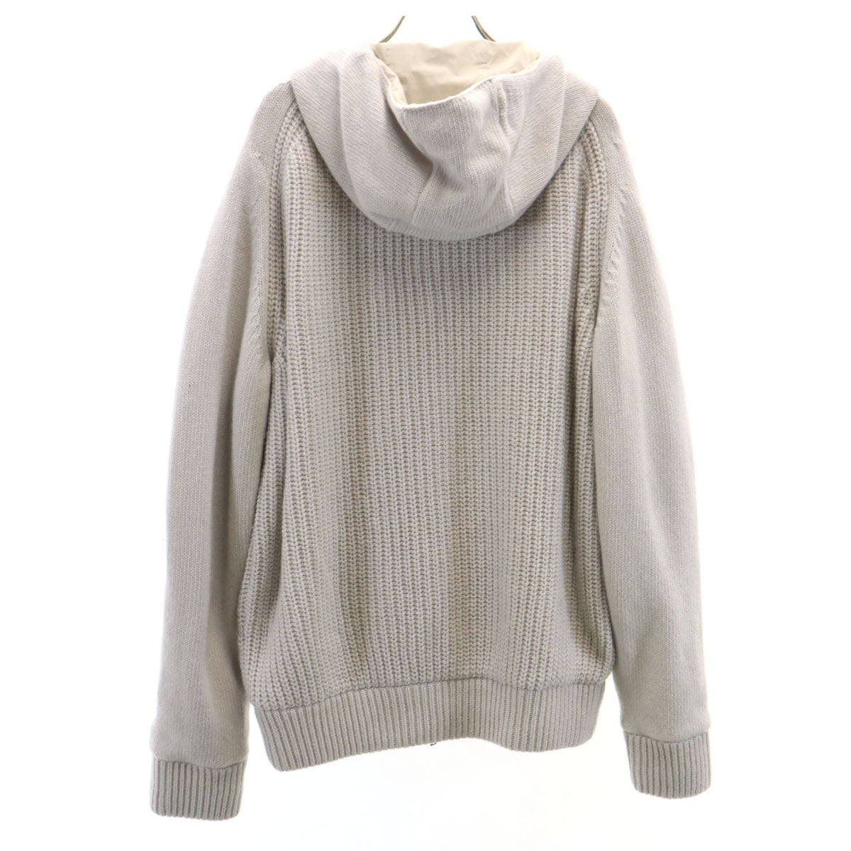 Herno Reversible Wool Knit Zip Hoodie Gray Size 50