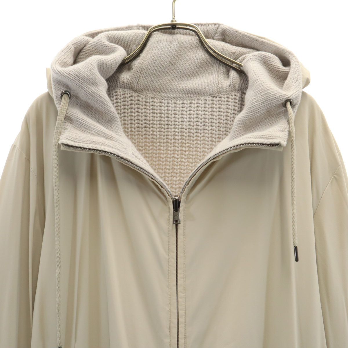 Herno Reversible Wool Knit Zip Hoodie Gray Size 50
