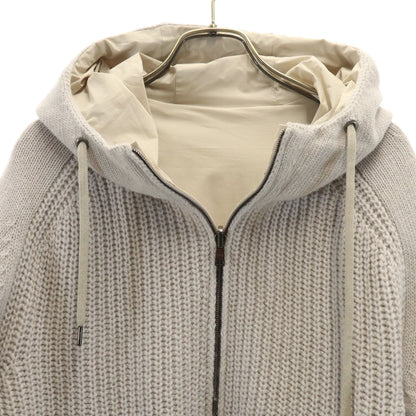 Herno Reversible Wool Knit Zip Hoodie Gray Size 50