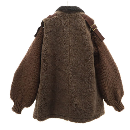 EZUMi Knit Sleeve Boa Coat Brown Size M